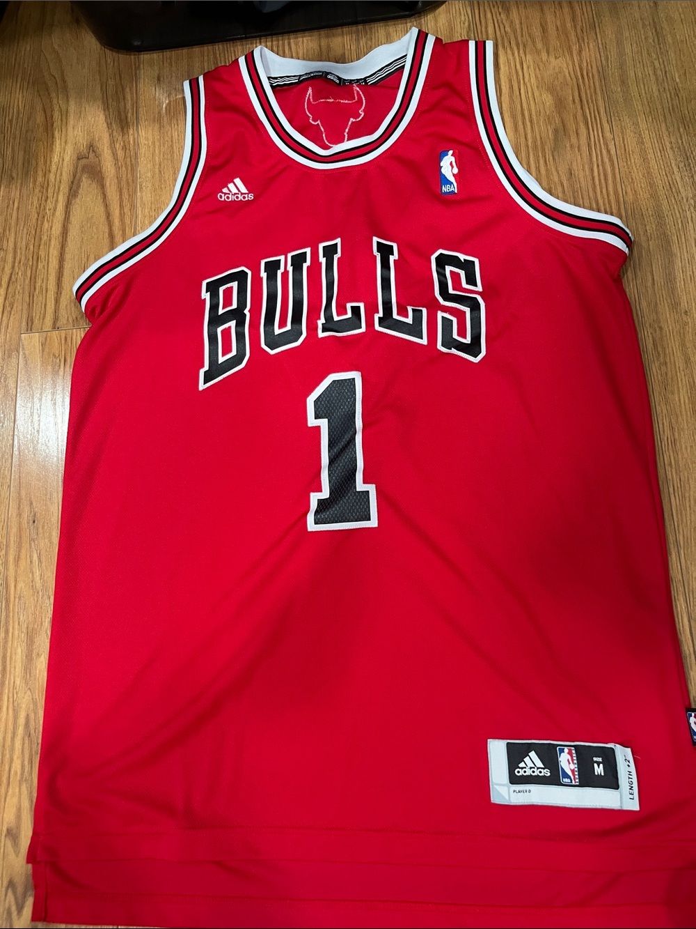 adidas Chicago Bulls Red and Black #1 Basketball Jersey